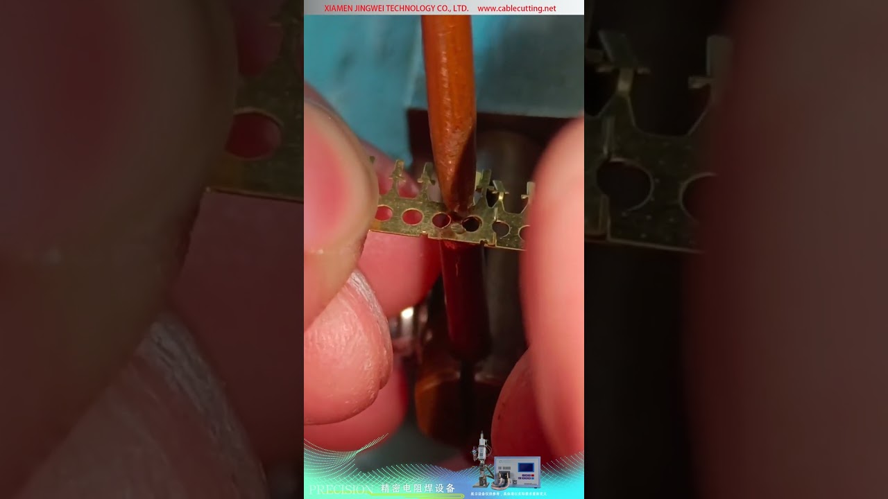 Precyzyjna zgrzewarka oporowa — zakładka z dwóch taśm mosiężnych 0,2 mm